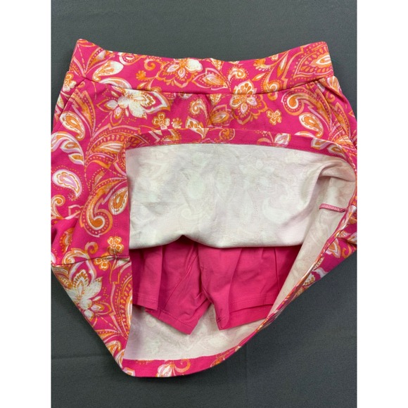 Belle Kim Gravel Pink Floral Paisley Skort Womens Medium Elastic Waist Skirt - Picture 5 of 10